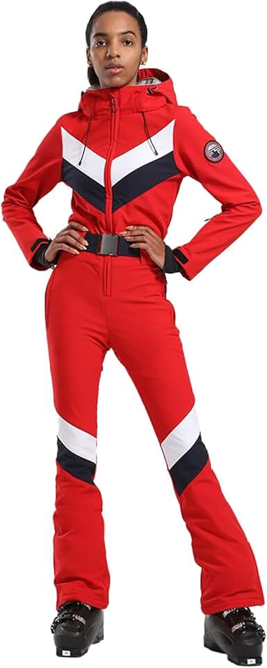 GSOU SNOW Ski Suits Women One Piece Snowboard Slim Winter Waterproof Windproof Snowsuit Jumpsuit for Outdoor Sports