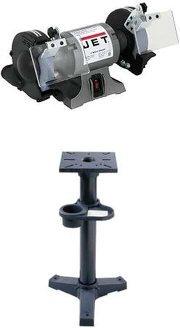 JET 577101 6-Inch Industrial Bench Grinder with JPS-2A, Pedestal Stand for Bench Grinders