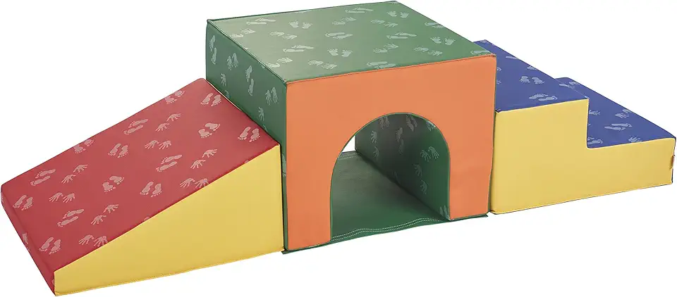 ECR4Kids SoftZone Single Tunnel Climber, Toddler Playset, Assorted, 3-Piece