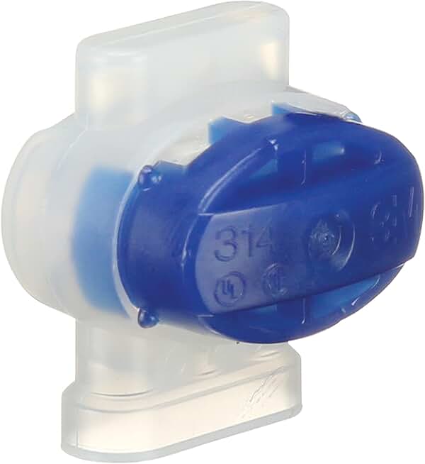 3M Electrical IDC (Insulation Displacement Connector) 314-BIN, Pigtail, Self-Stripping, Blue, 22-14 AWG, Pack of 1000