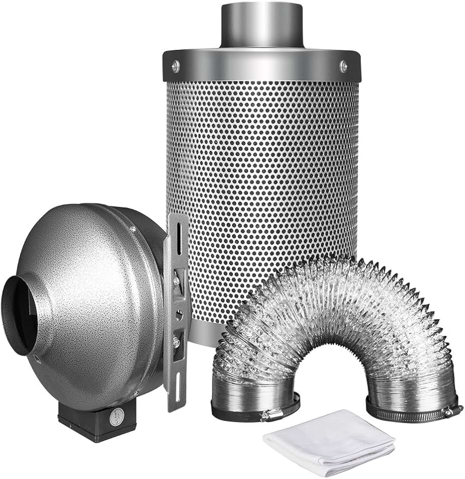 iPower 8 Inch 750 CFM Inline Carbon 25 Feet Combo for Grow Tent Ventilation, 8