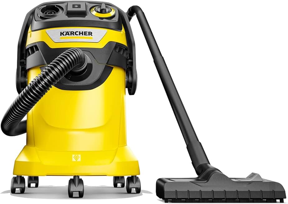 Kärcher - WD 5/P Multi-Purpose Wet-Dry Vacuum Cleaner - 6.6 Gallon - With Attachments – Blower Feature, Semi-Automatic Filter Cleaning, Space-Saving Design - 1100W - 2022 Edition,Yellow