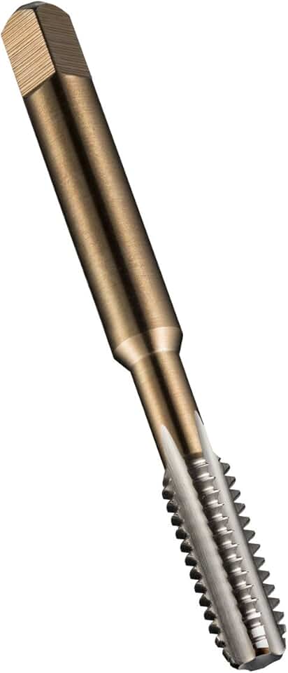 Dormer E500 High-Speed Steel Straight Flute Tap, Uncoated (Bright) Finish, Round Shank with Square End, Plug Chamfer, M33-3.50 Thread Size