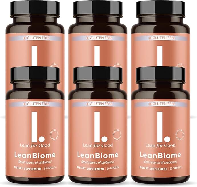 LeanBiome, 9-Strain Probiotic Formula, Supports a Balanced Gut Microbiome, Powerful Gut Probiotics with Greenselect Phytosome - 60 Capsules, 6 Pack