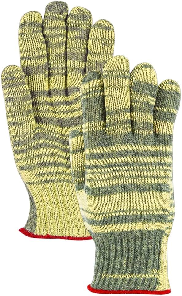 MAGID CKW400-7 Carbon/Kevlar Blend Knit Gloves with Wool Liner, 7, Green/Yellow (Pack of 12)
