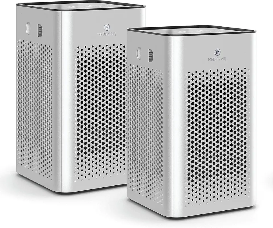 Medify MA-25 Air Purifier with True HEPA H13 Filter | 825 ft² Coverage in 1hr for Allergens, Smoke, Wildfires, Odors, Pollen, Pet Dander | Quiet 99.9% Removal to 0.1 Microns | Silver, 2-Pack