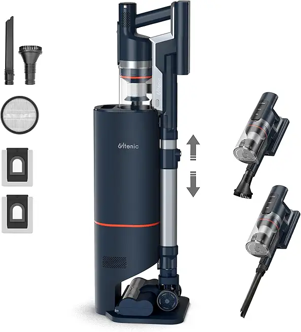 Ultenic FS1 Cordless Vacuum Cleaner with All-Around Station, 30Kpa Powerful Stick Vacuum, Max 60 Mins Runtime, Self Emptying with 3L Dust Bag, Vacuum Cleaners for Home, Hardwood Floors Carpet Pet Hair