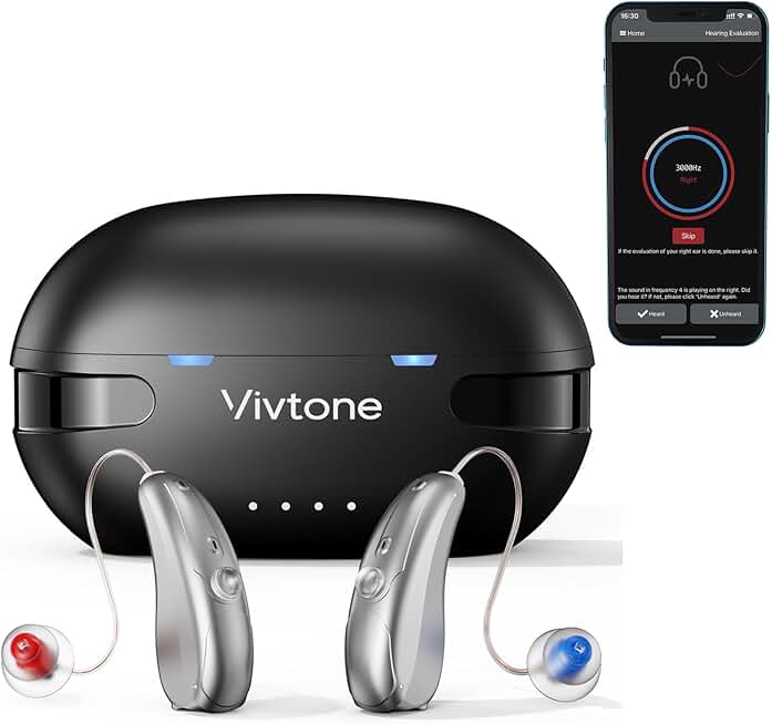 Xpure Bluetooth Hearing Aids with Phone Call & Music Function, Rechargeable OTC Hearing Aids for Seniors Adults, Receiver-in-Canal (RIC Type) Digital Devices with Noise Cancelling, Silver