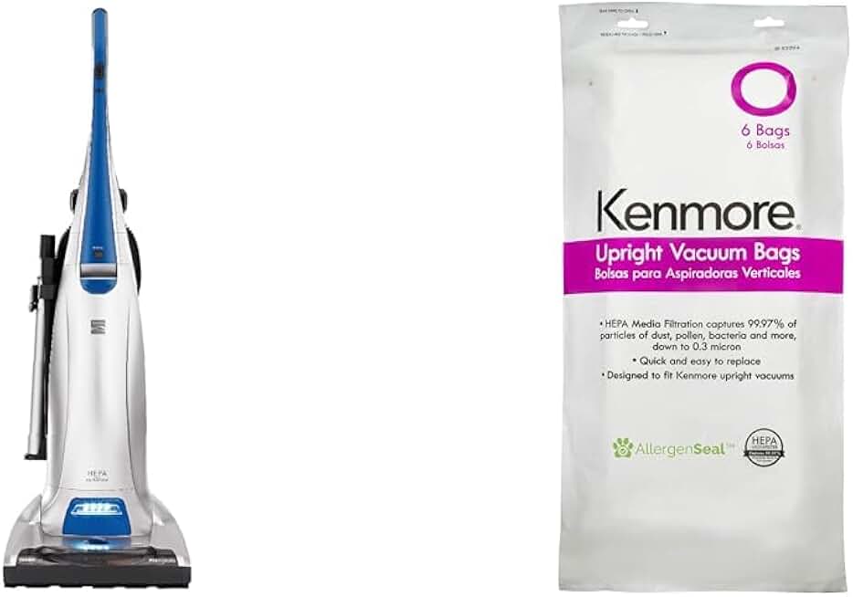 Kenmore Floorcare Upright Bagged Vacuum + Kenmore 53294 Style O HEPA Cloth Vacuum Bags