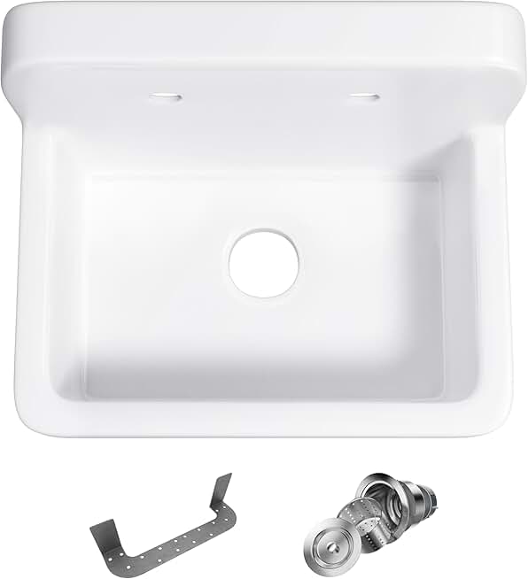 Eridanus 21 Inch Utility Sink, Wall Mounted Farmhouse Bathroom Sink, Modern Laundry Sinks Above Counter, 21