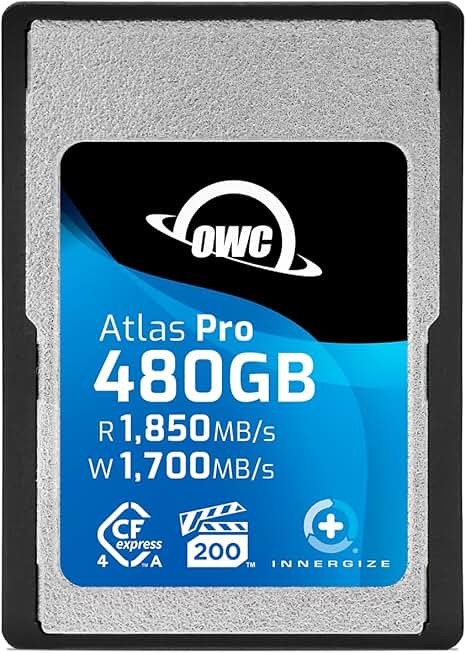 OWC 480GB Atlas Pro High Performance Cfexpress 4.0 Type A Memory Card Professional Grade, up to 1850MB/s Read and 1700MB/s Write Speed, Type A to Type B Adapter Included