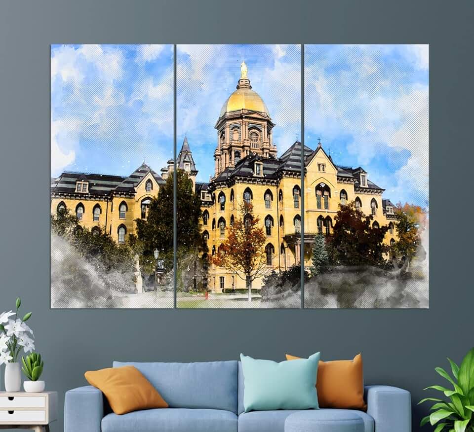Notre Dame du Lac University Canvas Print, Abstract Notre Dame University Painting, Notre Dame Wall Art