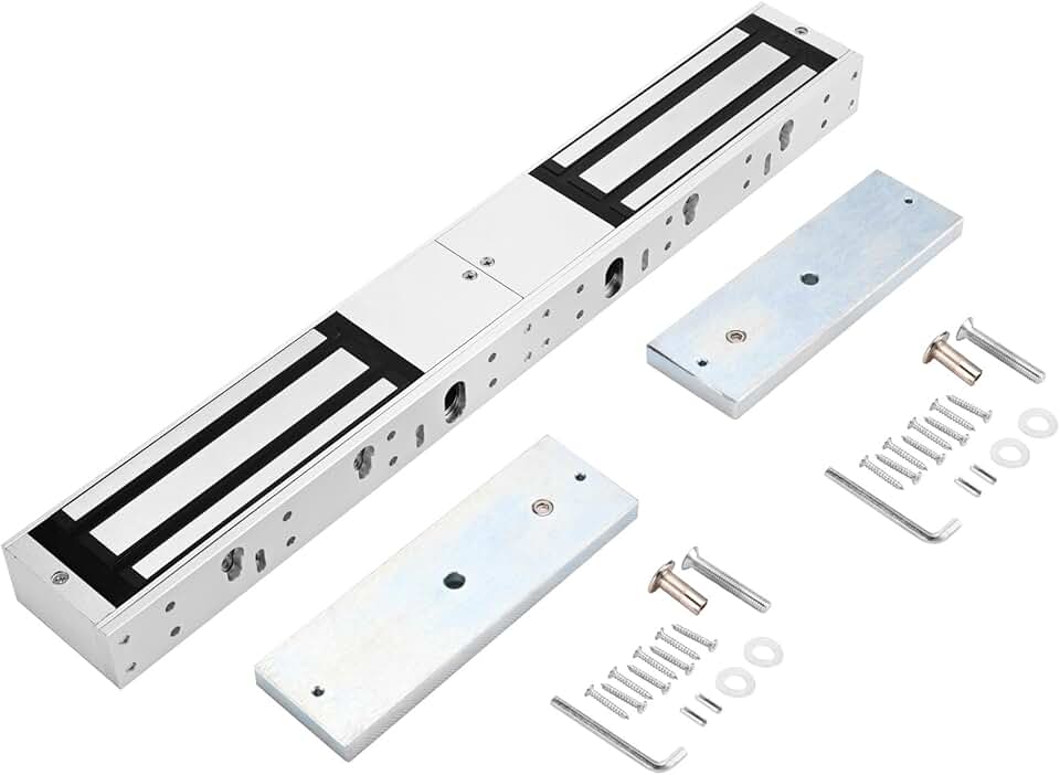 Double Door Electromagnetic Lock 1200LBS 500KG Holding Force Electric Magnetic Double Door Lock 12V Fail Safe NC Mode for Access Control System (DoubleLock500KG)