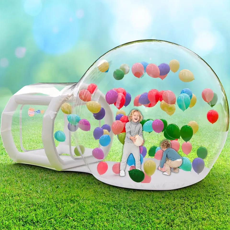 Inflatable Bubble House - Bubble Dome for Kids, Commercial Backyard Party Rental Equipment for Events Entertainment – Balloon House with Air Pump, Blower, Repair Kit & Storage Bag 10ft