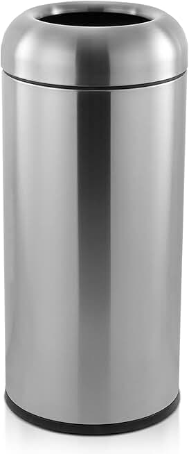 WICHEMI Trash Can Outdoor Indoor Garbage Enclosure, Commercial Trash Bin with Lid Open Top Inside Cabinet Large Garbage Can Stainless Steel Industrial Waste Container - 16 Gallons