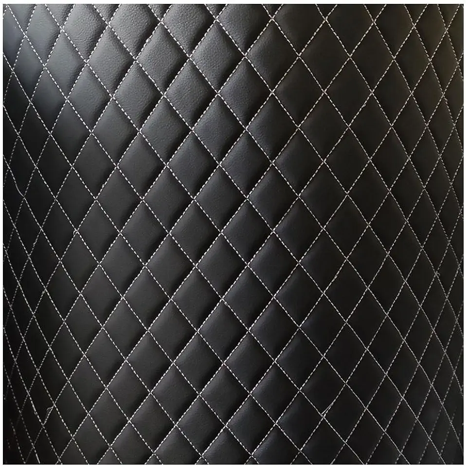 Quilted Faux Leather Vinyl PVC Leather Fabric Waterproof Faux Leather Fabric Quilted Leather Diamond Stitch Padded Cushion Linen Wadding Backing Upholstery 1.6x1m(Colour: Black 2) (Color : Black 1,