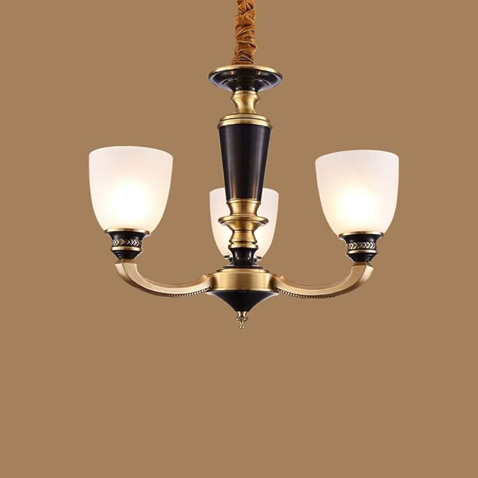 Modern Chandelier, Ceiling Light European Style Copper Chandelier Chandelier Bronze Mid-Century Candle Chandeliers Ceiling Light, Vintage Chandeliers/White/3 Heads