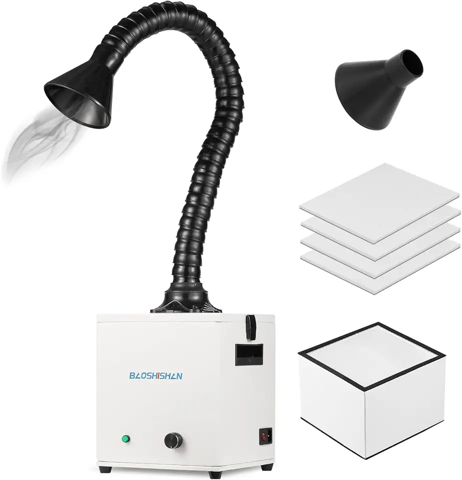 BAOSHISHAN Solder Fume Extractor 100W Strong Suction Soldering Smoke Absorber with 3 Stage Filter for Welding, Smoke Absorption,Desktop Soldering,Electronic Component Repair