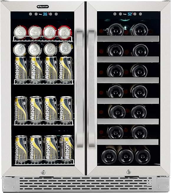 Whynter BWB-3388FDS 30″ Built-in French Door 33 Bottle Wine Refrigerator, 24