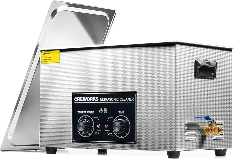 CREWORKS 600W Ultrasonic Cleaner with Heater and Timer, 7.9 Gallon Ultrasonic Cleaning Machine, 30L Sonic Cavitation Machine with Control Knobs for Professional Jewelry Watch Glasses Cleaning More