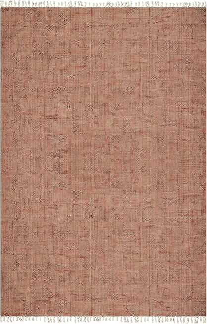 Kilim Rug 6x9 Area Rugs for Living Room Flatweave Rug Brown Red Cotton Rug Hand block Printed Rug Indoor Outdoor Use Rugs for Large Area Dining Room Hall Room Patio Doormat