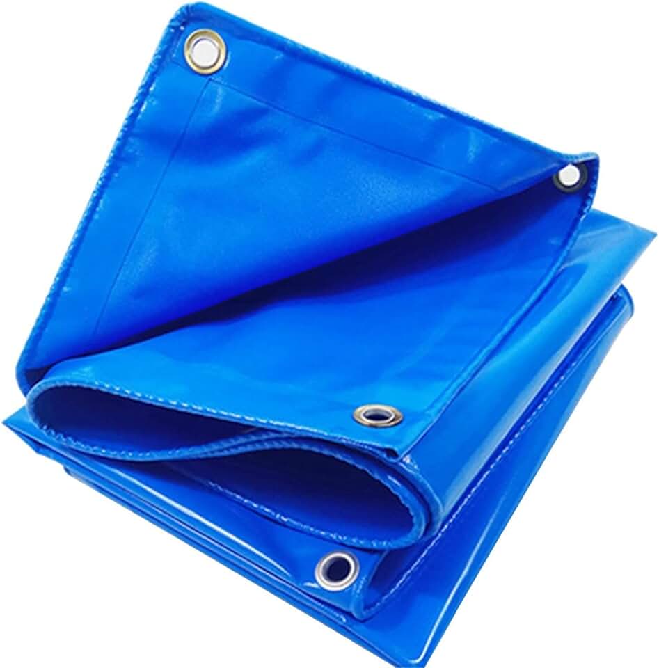 Waterproof Tarp Sheet 450g/m² Heavy Duty Tarpaulin 2x2m 3x3m Rainproof Canopy Tent Foldable Ground Sheet with Reinforced Grommets Protective Cover,Blue (Size:4x6m)
