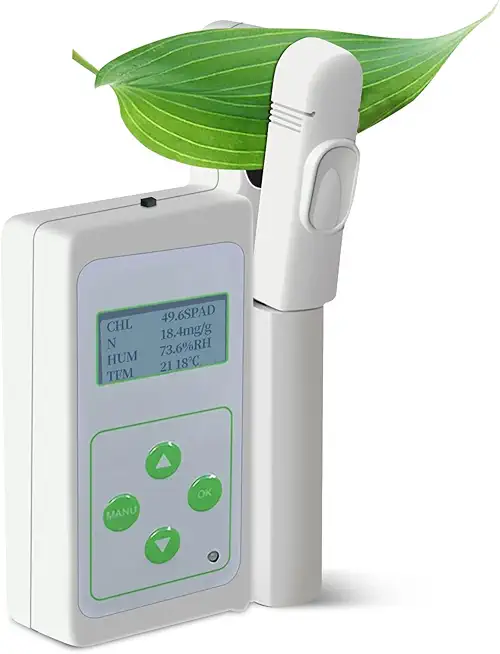 Plant Nutrition Tester, 4In1 Chlorophyll Meter High-Precision Detection of Chlorophyll and Nitrogen Content, Rapid Measurement, Data Storage and Analysis. Suitable for Agriculture, Research, Gardening