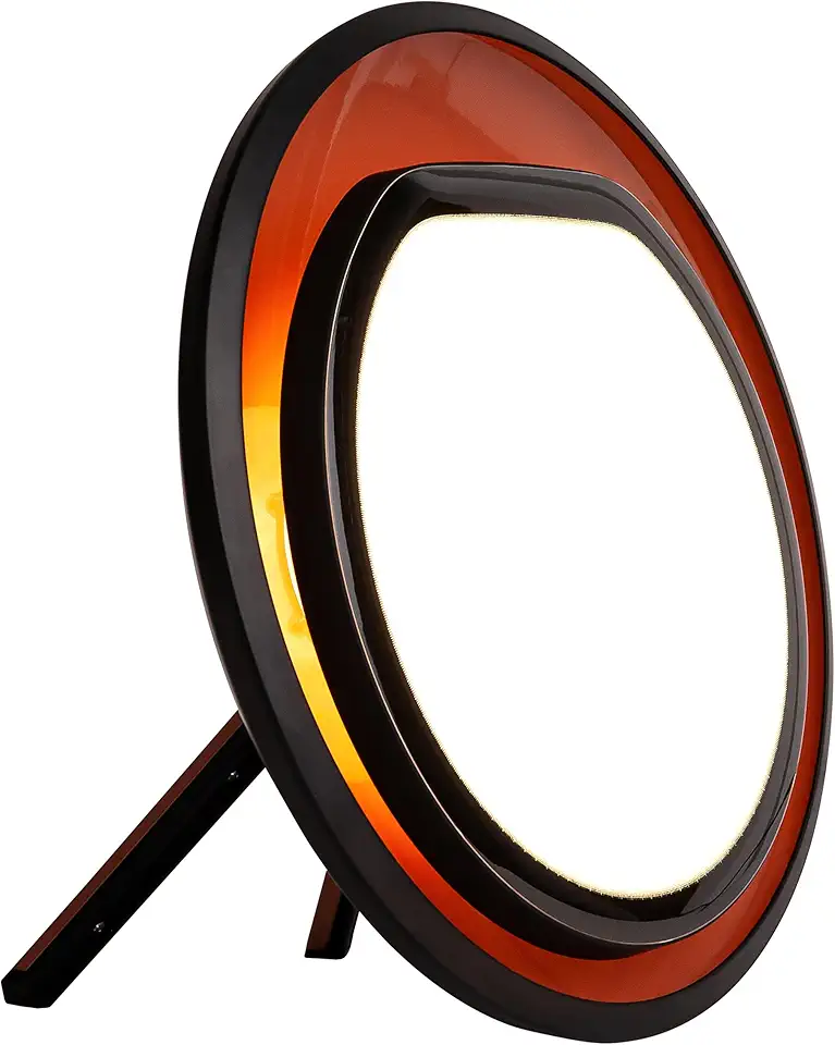 Lumie Halo | 10,000 Lux Light Therapy Lamp for Winter Blues Relief, Mood Boost, and Energy | Adjustable Brightness and Color Temperature | Simulates Natural Sunlight | Black/Copper