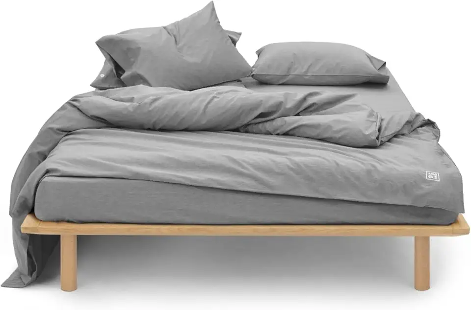 AIZOME Duvet Cover Set Made from 100% GOTS Organic Cotton, Non-Toxic Plant-Dyed No PFAS Synthetic Free No Petrochemicals Breathable Hypoallergenic for Sensitive Skin, 4-Piece (Silver Sumac, Queen)