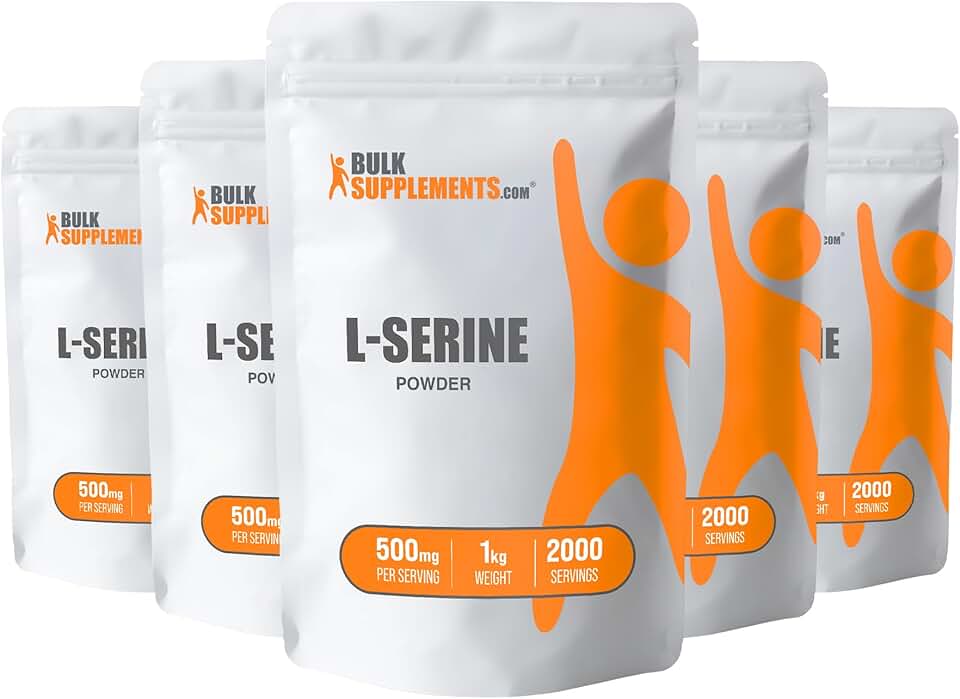 BulkSupplements.com L-Serine Powder - Serine Supplement, L-Serine 500mg - Amino Acid Supplement for Immune Support - Gluten Free, 500mg per Serving, 5kg (11 lbs) (Pack of 5)