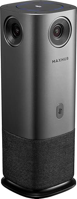 Enther&MAXHUB 360-Degree Smart Video Conference Camera, All-in-One Conference Room Webcam, Video Conferencing System with Microphone and Speaker for Meeting, Auto Speaker Focus & Precise Angle Adjust