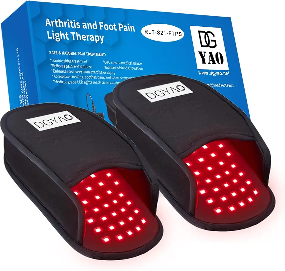 Red & Infrared Light Therapy Slipper with Pulse Mode for Feet Heel Toes, Newest 660 & 880nm Flat LED Lights Pain Relief Muscle Relax Home Office Use (Two Pads)