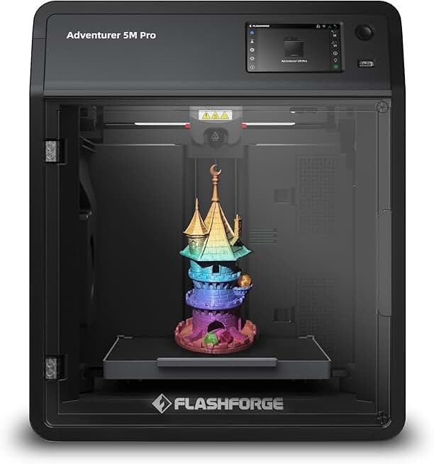 FLASHFORGE Adventurer 5M Pro 3D Printer with 1 Click Auto Printing System, 600mm/s High-Speed, Quick Detachable 280°C Nozzle, Core XY All-Metal Structure, Multi-Functional 220x220x220mm 3D Printer