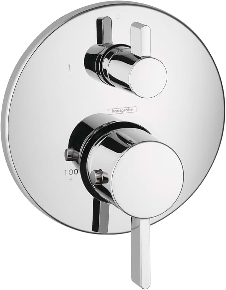 hansgrohe Ecostat Modern 2-Handle 7 Wide, Temperature Memory, Valve Chrome, 04230000 Thermostatic Trim, 6.75 x 6.75 x 3.00 inches