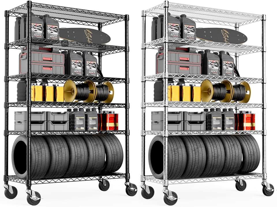 2PCS MZG Steel Storage Shelving 5-Tier Utility Shelving Unit Steel Organizer Wire Rack for Home,Kitchen,Office,Garage, 17.7