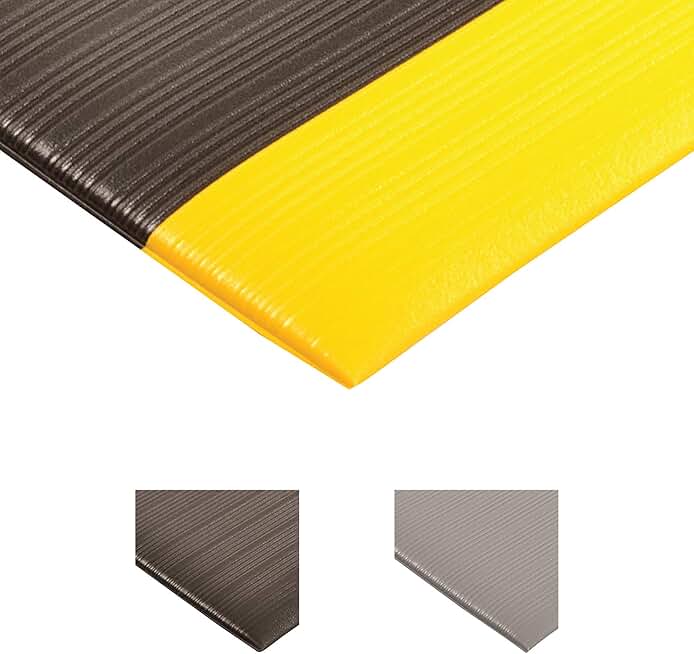 Notrax 410 Airug Anti-Fatigue Workstation Mat, 2' X 60' Black/Yellow