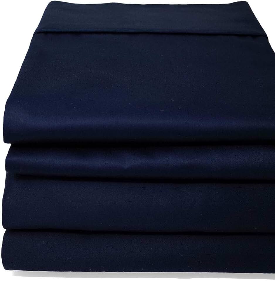 CinchFit USA Made 600TC 100% Cotton No Tear Split Flex Top King Sheet Set for Adjustable Beds, Cinching, Adjustable, Stay On Sheet Sets (Navy Blue)