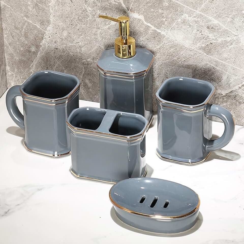 GYLXW Bathroom Kit Ceramic Home Liquid Soap Bottle Toothbrush Holder Mouth Cup Soap Holders Wash Accessories, xwgyl-0129