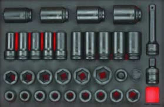 Teng Tools 33 Piece 3/4 Inch Drive 6 Point Metric Impact Socket Set In EVA Foam Tray - TTEISK33