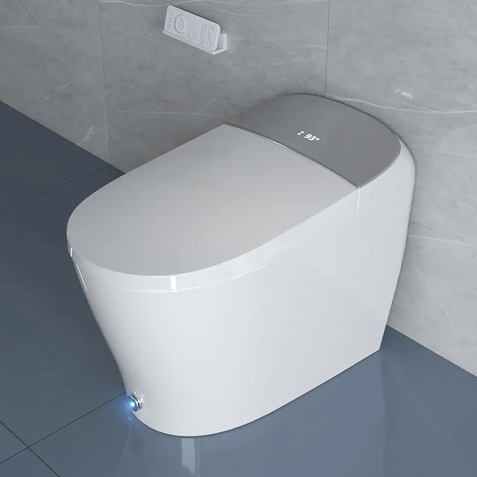Upgraded Smart Toilet with Powerful Flush for Low Water Pressure Areas, Auto Open/Close Lid, Bidet Toilet with Instant Warm Water, Elongated Heated Seat, Auto-flush, Dryer, Deodorizer, Digital Display