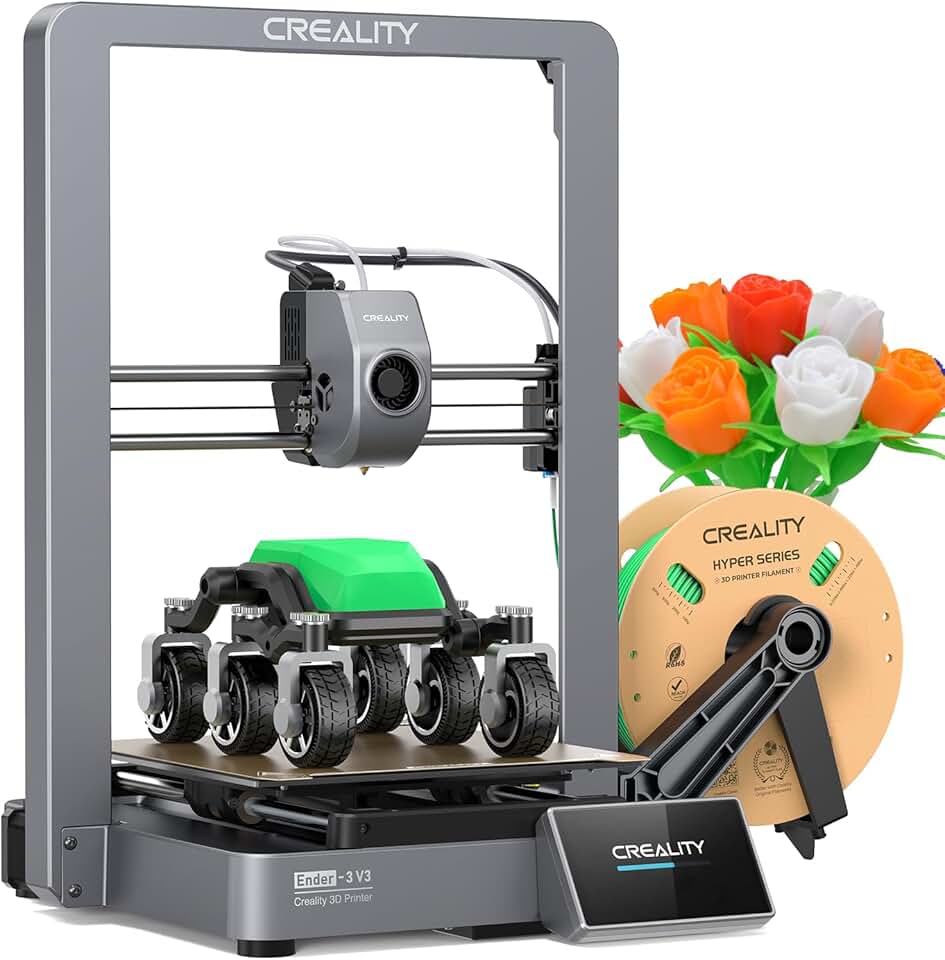 Creality Ender 3 V3 3D Printer,CoreXZ 600mm/s High Printing Speed,Integrated Die-Casting,Clog-Free Direct Extrusion,Tri-Metal Nozzle,Auto Calibration,Open Source,Remote Control&Monitor 220x220x250mm