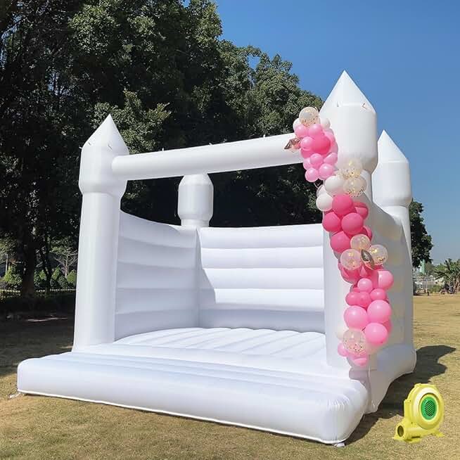 Large White Bounce House 13x13 FT Oxford Material with UL Blower-Portable, Large Jump Space Bouncy Castles A Spacious Joy-Room Bounce House for Kids and Adults (13' L X 13' W X 12' H)