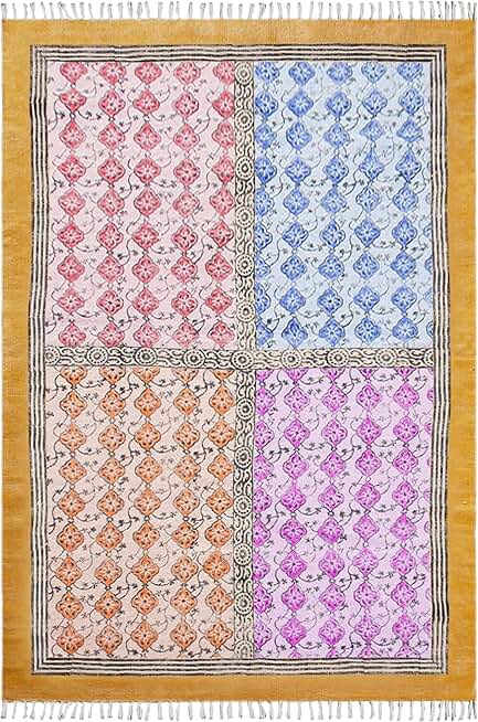 Kilim Rug 3x15 Runner Area Rug Yellow Black Cotton Area Rug Boho Rug Easy Washable Rug Flatweave Rugs for Home Foyer Corridor Runner Hotels Partys Hallway Stair Runner