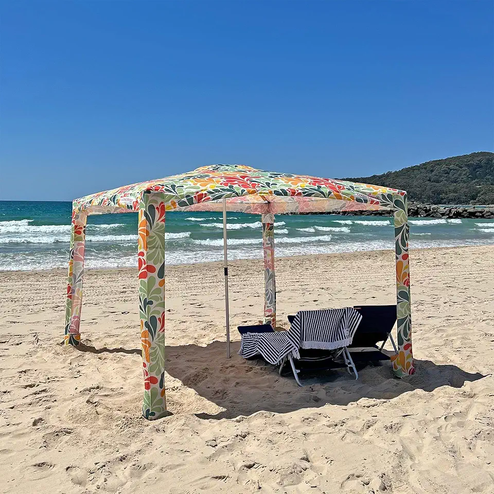 CoolCabana Beach Shade Tent - Easy Setup, UPF 50+ Protection, Large & Medium Sizes, Compact & Wind Resistant - Beach Cabana for The Whole Family - Palm Beach, Medium