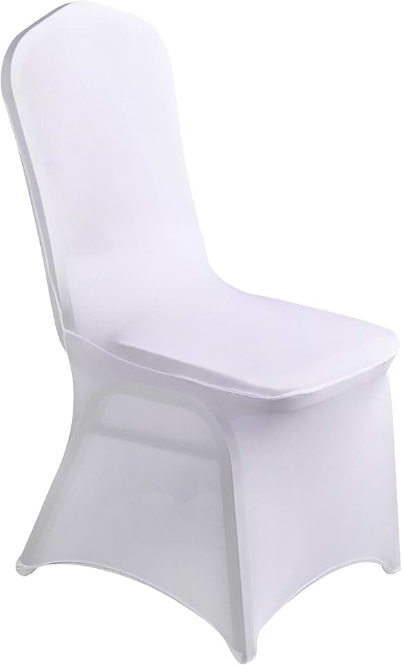 LZY Spandex Chair Cover Stretch Slipcovers for Wedding Party, Dining Banquet Chair Decoration Covers (White, 100)