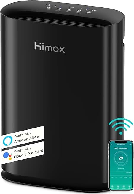 HIMOX HEPA 14 Air Purifiers For Home Large Room up to 2690 sq ft, Smart wifi& PM2.5 Monitor, 5 Stage Medical Grade Air Purifiers for Pets Allergies Smoke Mold, Air Cleaner,Auto Mode, Alexa Control