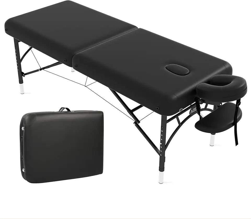 ABET Massage Table 28 Inch Wide, Spa Tattoo Bed, Memory Foam PU Leather Professional 2 Fold Portable Facial Esthetician Salon Bed with Carrying Bag & Lightweight Aluminium Leg, Hold Up to 1100LBS