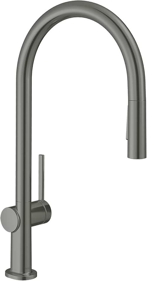 hansgrohe Talis N Black High Arc Kitchen Faucet, Kitchen Faucets with Pull Down Sprayer, Faucet for Kitchen Sink, Magnetic Docking Spray Head, Brushed Black Chrome 72800341