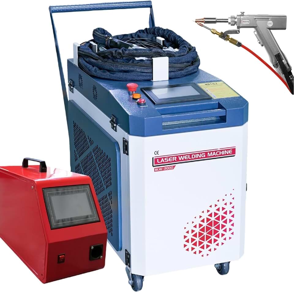Laser Welding Machine 2000 W 2-in-1 Laser Welder 220V Handheld Fiber Laser Welding Gun Welding Beam Cleaner with Auto Wire Feeder for Metal Carbon Stainless Steel Aluminum Titanium Copper