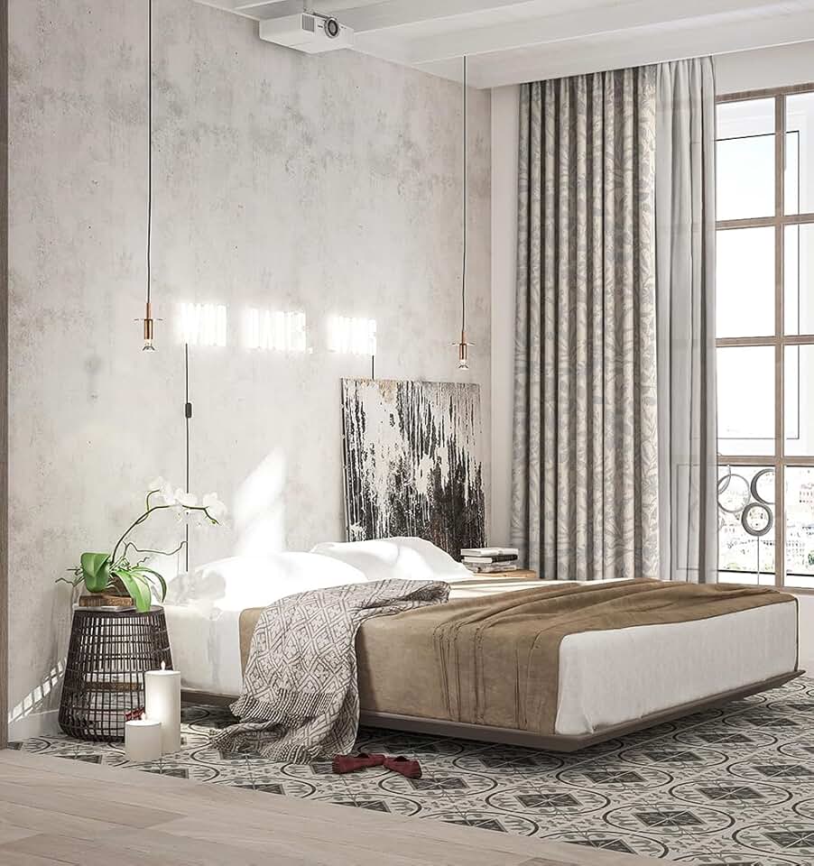 Modern Farmhouse Room Darkening Curtains for Bedroom,White Floral Jacquard Light Blocking Thermal Insulated Window Curtain/Drapes for Living Room,Pinch Pleated Curtains 63 x 72 inches Length ,1 Panel